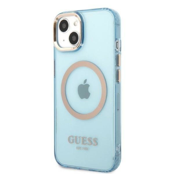 Apple iPhone 13 6.1'' Guess Gold Outline Translucent MagSafe Case Cover, Blue (0)