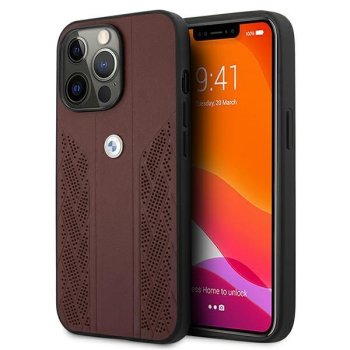 Apple iPhone 13 6,1" BMW Leather Curve Perforate Case Cover (BMHCP13LRSPPR), Red