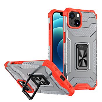 Apple iPhone 13 6.1'' Crystal Ring Case Tough Rugged Cover, Red