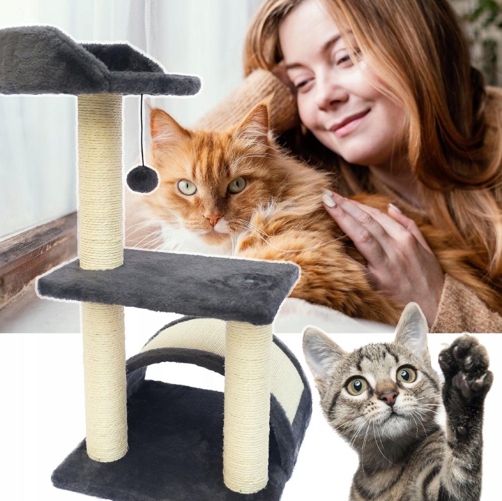 4-Level Cat Tree with Scratching Post, Condo and Bridge, 68 cm (2)