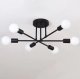 Loft Pendant Ceiling Light with 6 E27 Bulb Holders, black