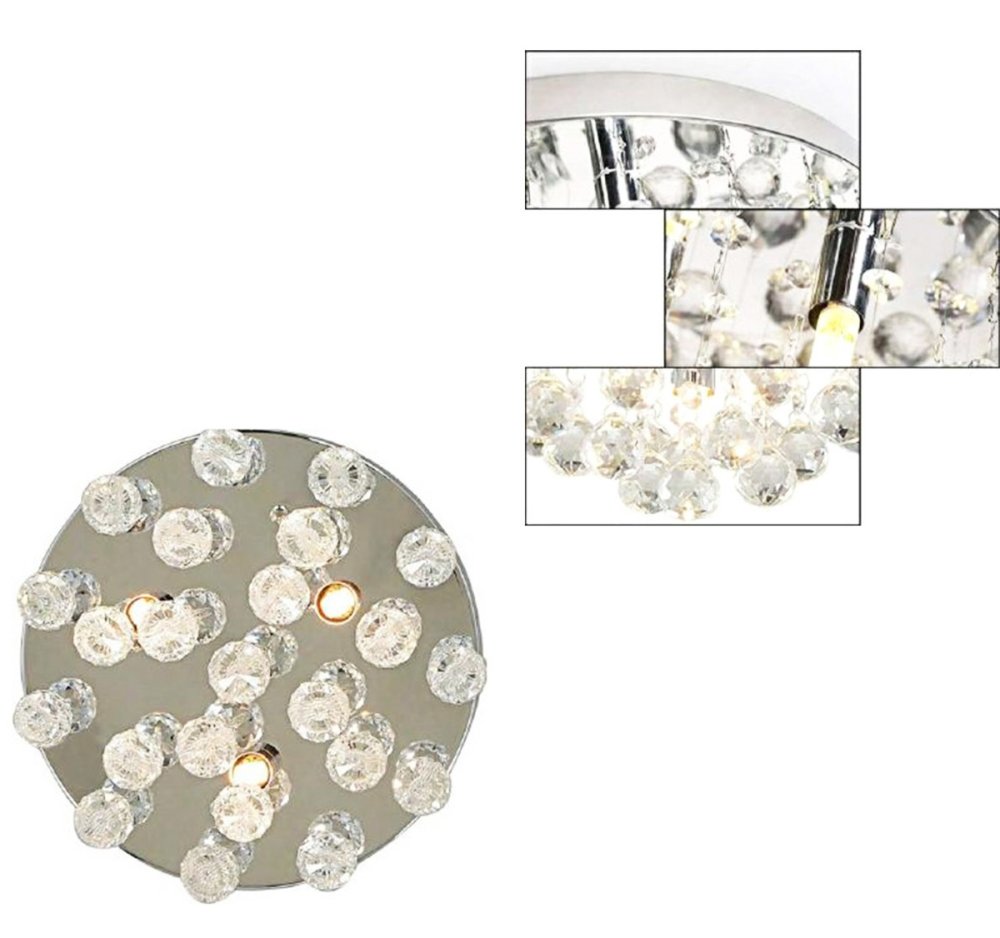 Glamour Crystal 3-Light Ceiling Light Fixture, Chrome (1)