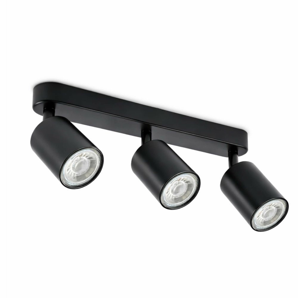 3-Light Ceiling Spot Light Fixture Surface Mounted for GU10 Bulbs, Black (0)
