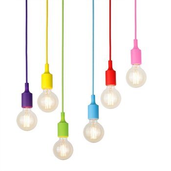 Colorful ceiling chandelier with 6 adjustable E27 arms, multicolor