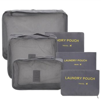 Packing Cubes for Suitcases, Set of 6 Travel Organizers, Grey