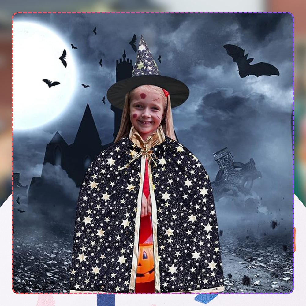 Wizard Magician Kids Halloween Costume (сloak + hat) (4)