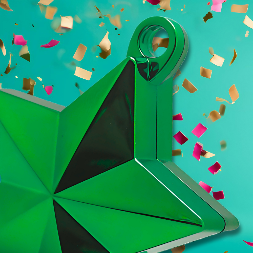 Star Shaped Helium Balloon Weight, Green, 10 cm, 170g (2)
