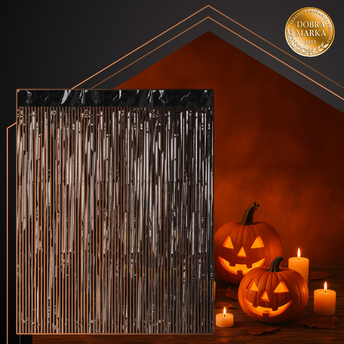 Foil Fringe Curtain Party Backdrop Ruhhy 26172, 2x1 m, Black (2)