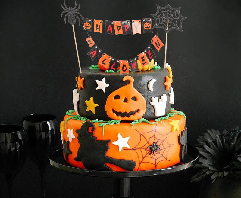 Halloween Decoration For A Cake Cupcake Picker Topper Garland Paper (0)