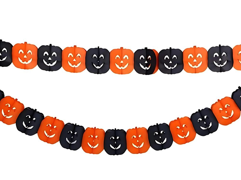 Decorative Garland Halloween Pumpkin/Spider Paper Long 3 Metres (1)