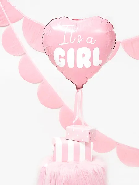 "It's a Girl" Heart Foil Balloon for Baby Shower, Pink, 45 cm (0)