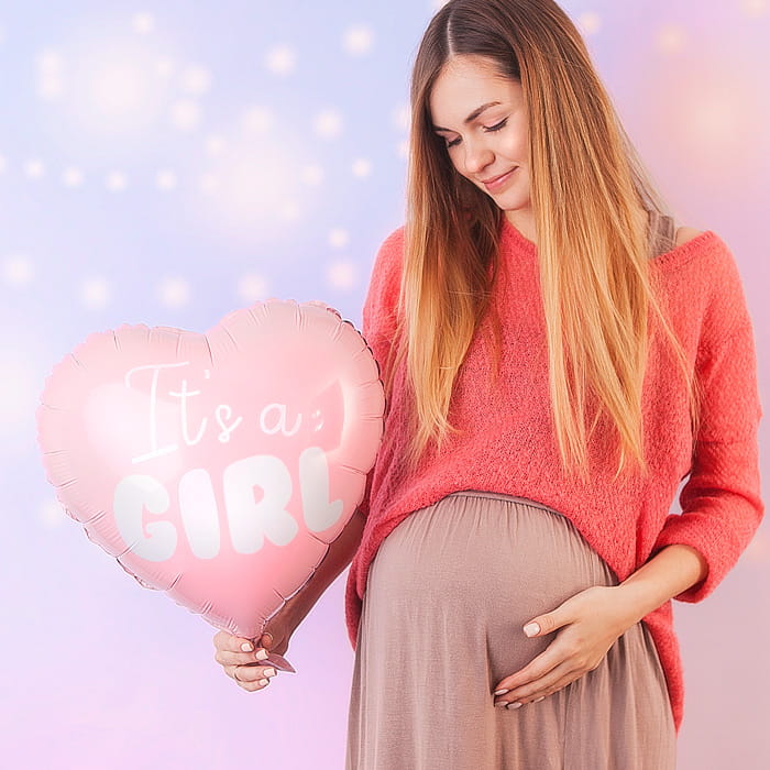 "It's a Girl" Heart Foil Balloon for Baby Shower, Pink, 45 cm (2)
