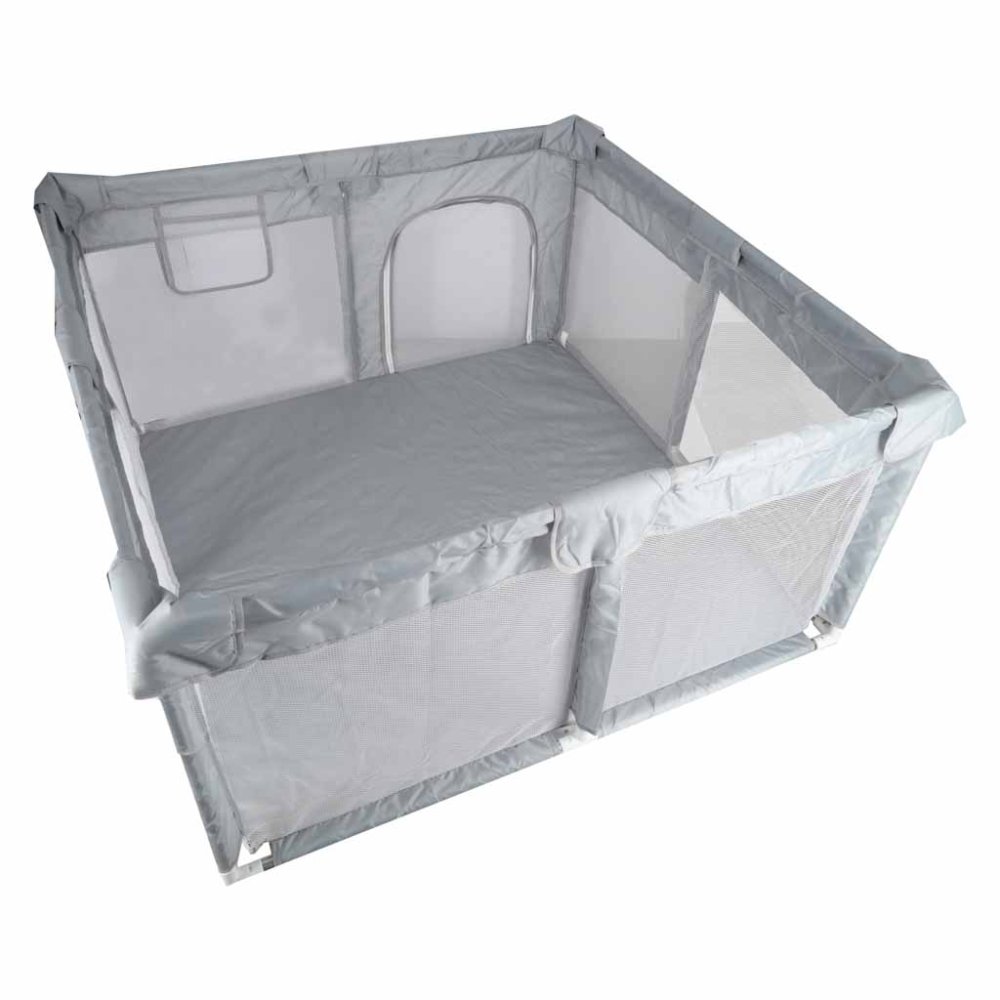 Foldable Baby Playpen 120x120cm, Large Play Yard for Toddlers and Infants, Grey (1)