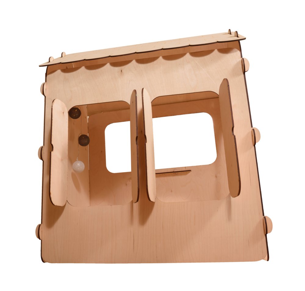Kids Indoor Outdoor Garden Wooden Play House with Table and Chalk Board, 86x137x105 cm (6)
