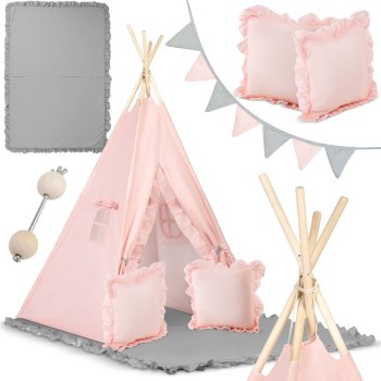 NK-406 Nukido Kids Tipi Tent Play House, Light pink