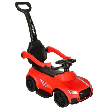 Step Car with Push Parent Handle Kids Ride On Toy Vehicle with Sound and Light, Red