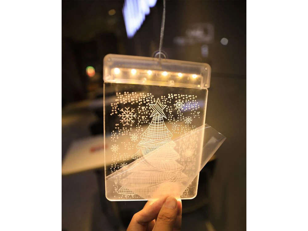 3D Stained Glass Window Decoration, Christmas Tree Lights (1)