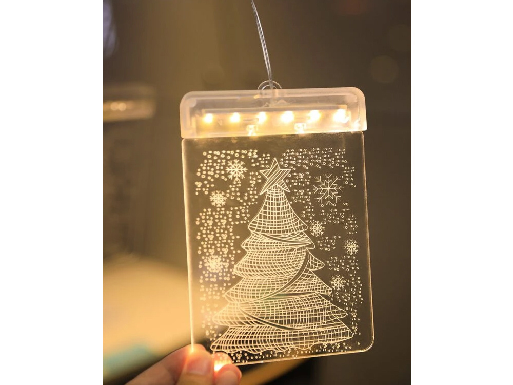 3D Stained Glass Window Decoration, Christmas Tree Lights (2)