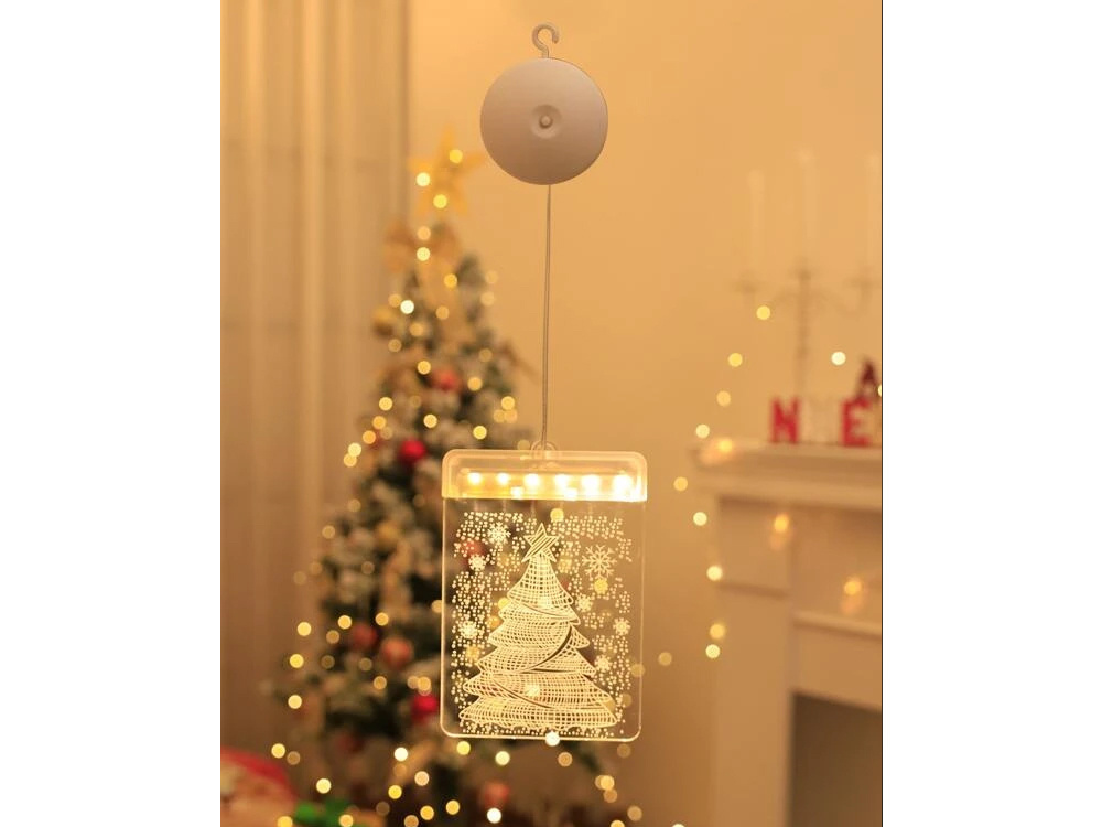 3D Stained Glass Window Decoration, Christmas Tree Lights (3)