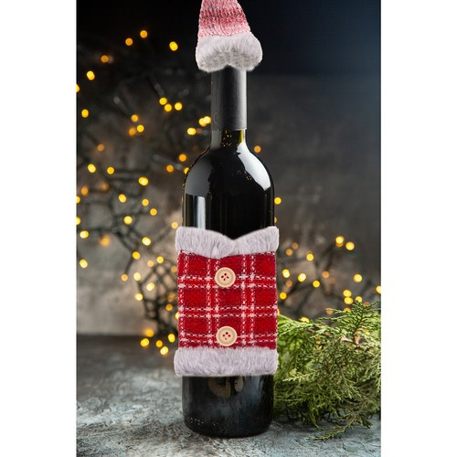 Ruhhy 22589 Christmas Bottle Cover with Hat, Red and Grey (3)