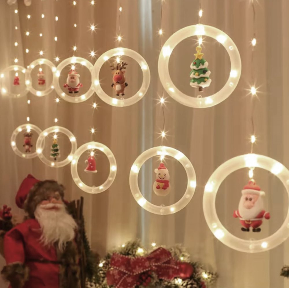 LED Christmas Ring String Lights 3m, 8 Modes, USB Powered, Neutral White (0)