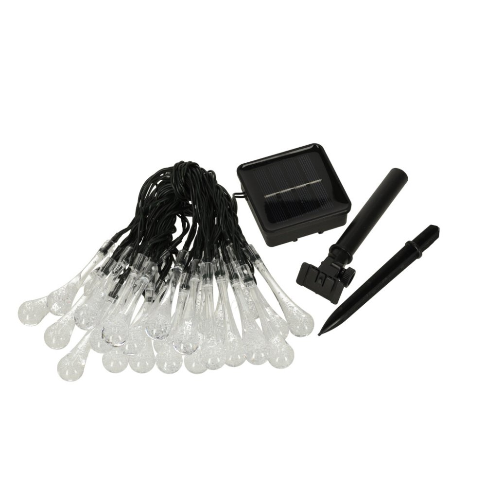 Solar Powered Teardrop Garden String Lights 6.5m 30 LED, Warm White (0)