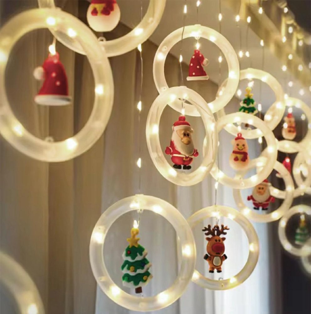LED Christmas Ring String Lights 3m, 8 Modes, USB Powered, Neutral White (3)