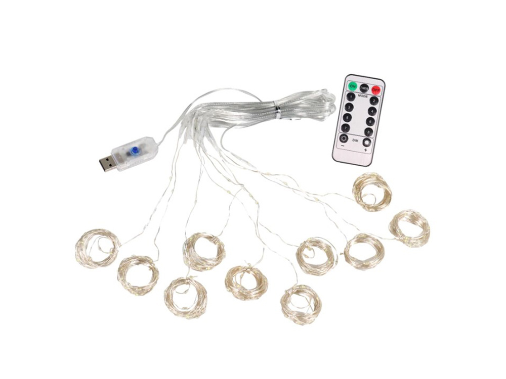 Christmas Curtain, String Wire Fairy Lights, 300 LED, 3x3 m, Warm White (0)