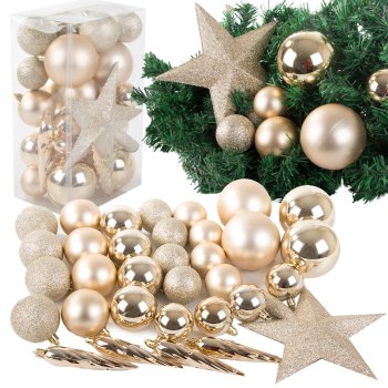 Christmas Tree Decoration, Gold Baubles, 33 pcs.