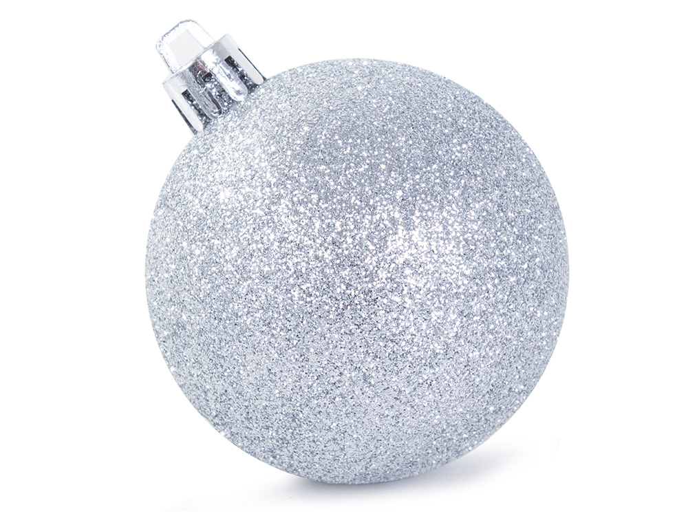 100 Pieces Christmas Tree Decoration Balls and Star Set, Silver (6)