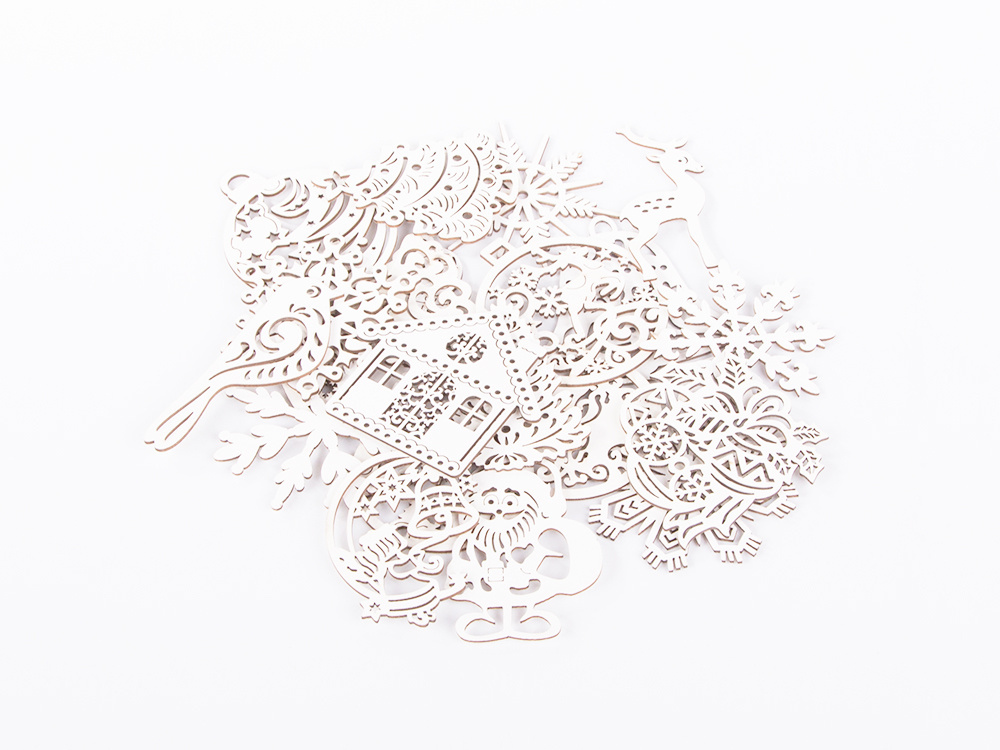 Wooden Christmas Tree Decorations, Pendants, Ornaments, 20 pcs. (0)