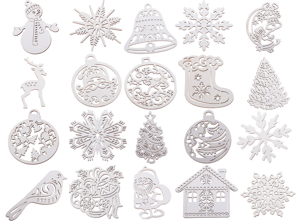Wooden Christmas Tree Decorations, Pendants, Ornaments, 20 pcs. (1)
