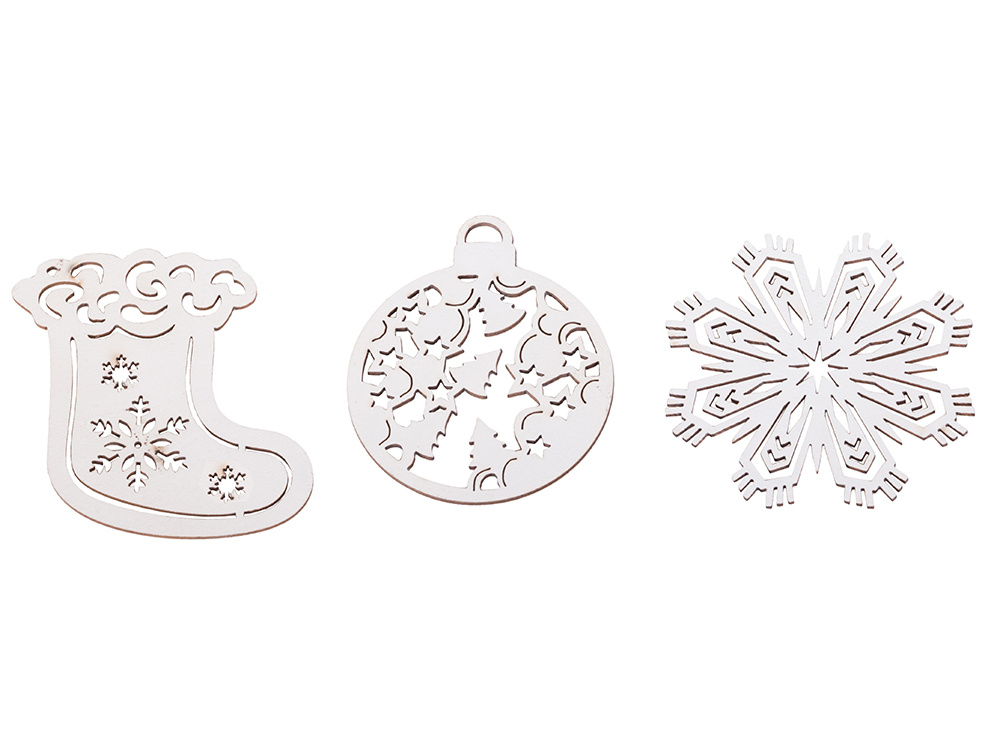 Wooden Christmas Tree Decorations, Pendants, Ornaments, 20 pcs. (5)