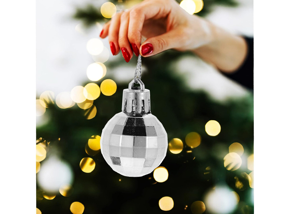 Christmas Tree Baubles, White and Silver, Unbreakable, 36 pcs Set, 6 cm (1)