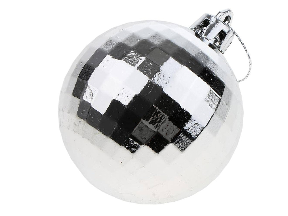 Christmas Tree Baubles, White and Silver, Unbreakable, 36 pcs Set, 3 cm (2)
