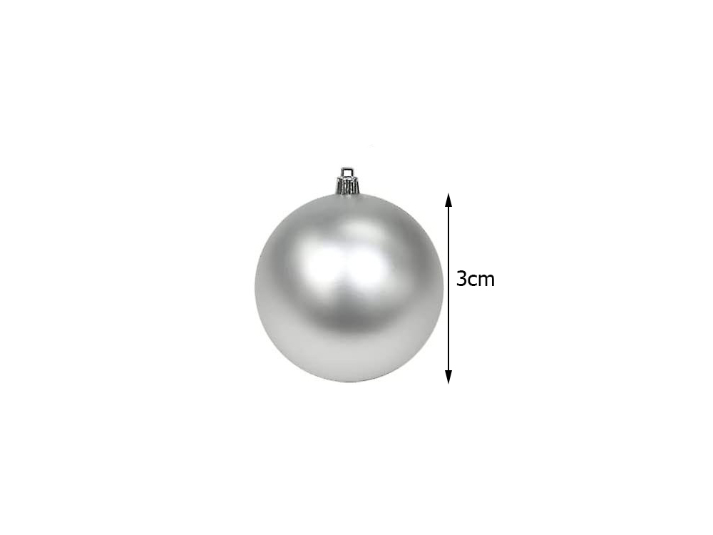 Christmas Tree Baubles, White and Silver, Unbreakable, 36 pcs Set, 3 cm (7)
