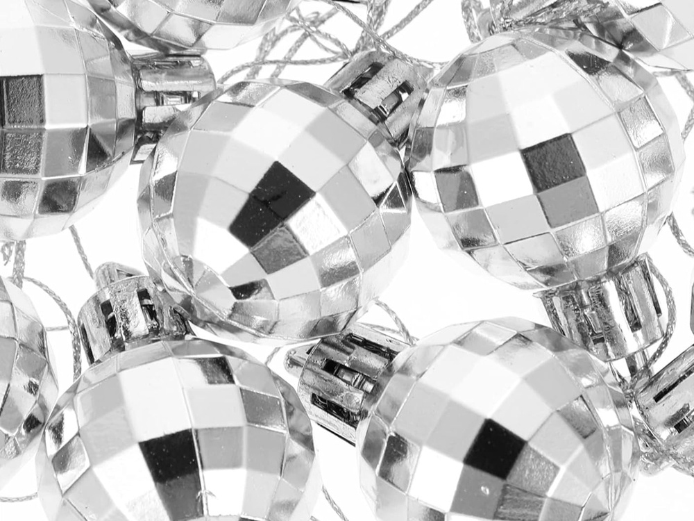 Christmas Tree Baubles, White and Silver, Unbreakable, 36 pcs Set, 3 cm (9)