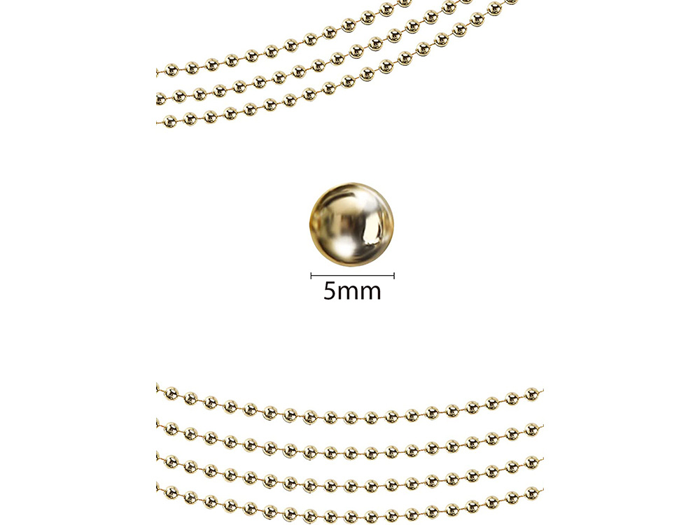 Christmas Tree Beads Garland, Gold Decoration Chain, 5 m (0)
