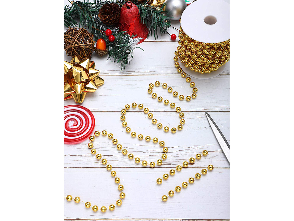 Christmas Tree Beads Garland, Gold Decoration Chain, 5 m (2)