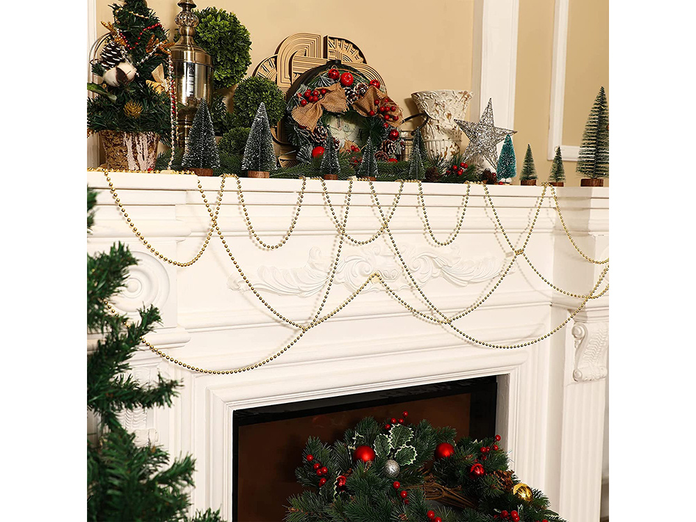 Christmas Tree Beads Garland, Gold Decoration Chain, 5 m (3)