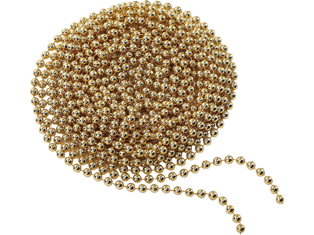 Christmas Tree Beads Garland, Gold Decoration Chain, 5 m (4)