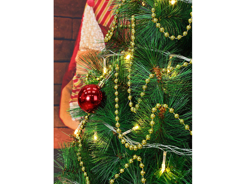 Christmas Tree Beads Garland, Gold Decoration Chain, 5 m (5)