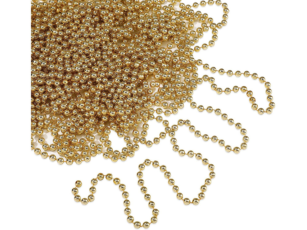 Christmas Tree Beads Garland, Gold Decoration Chain, 5 m (6)