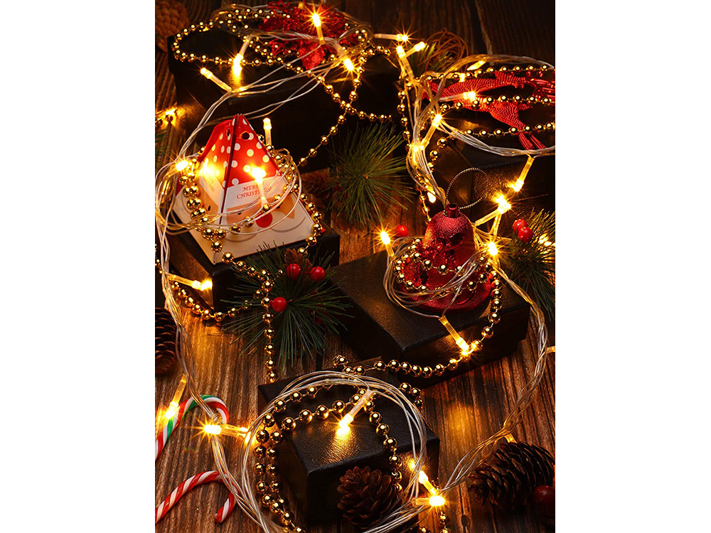 Christmas Tree Beads Garland, Gold Decoration Chain, 5 m (7)