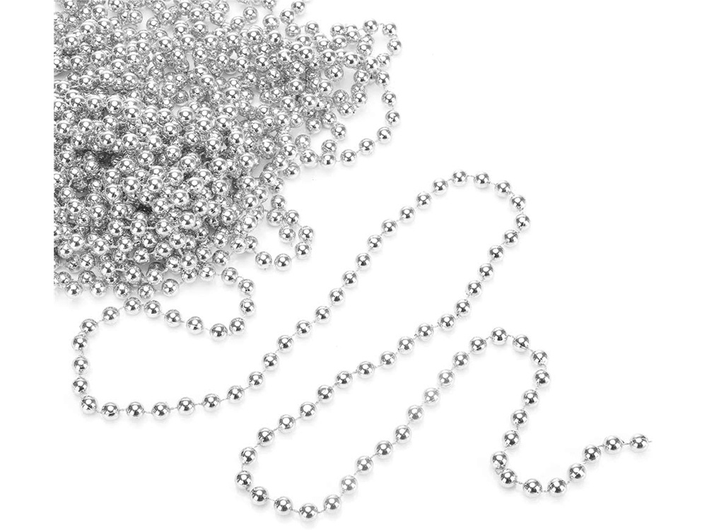 Christmas Tree Beads Garland, Silver Decoration Chain, 5 m (0)