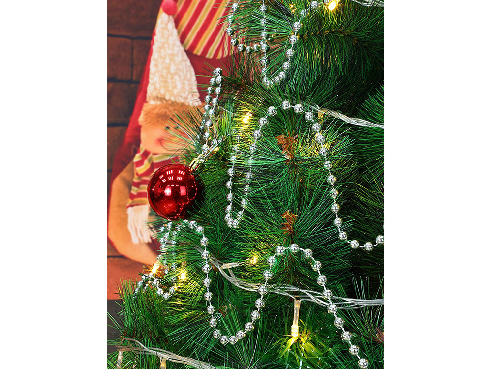 Christmas Tree Beads Garland, Silver Decoration Chain, 5 m (2)