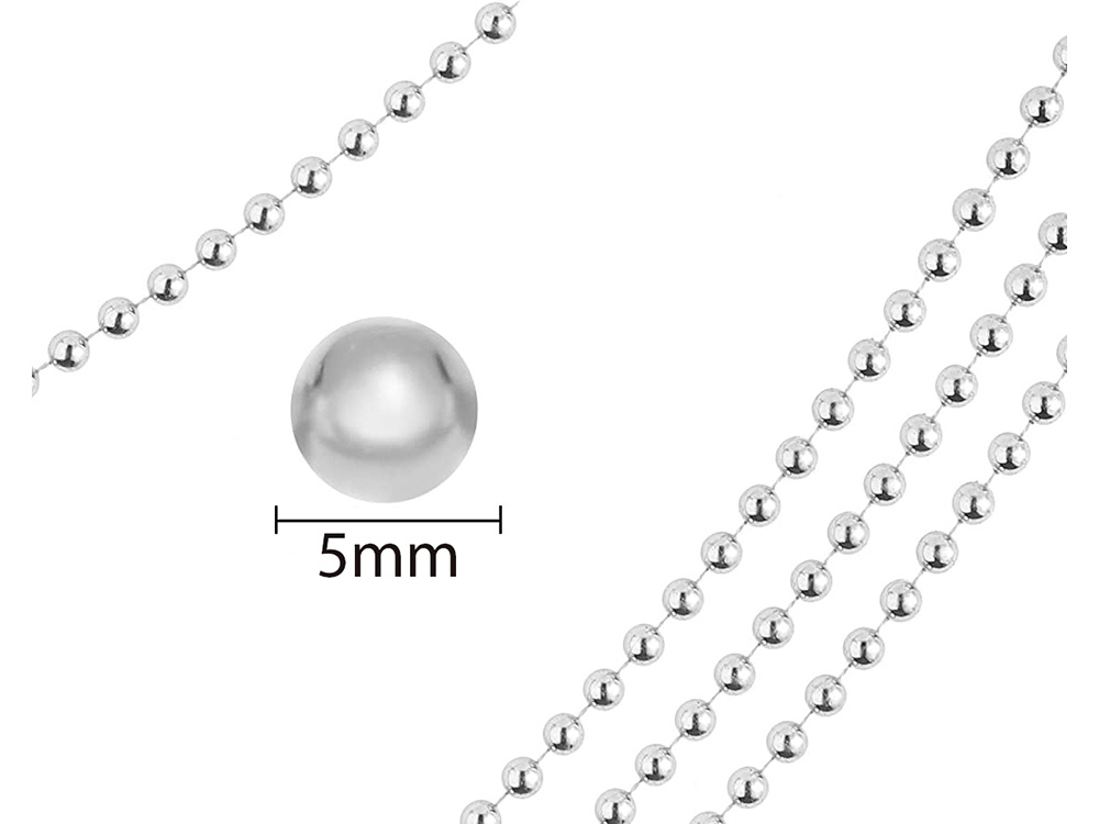 Christmas Tree Beads Garland, Silver Decoration Chain, 5 m (5)