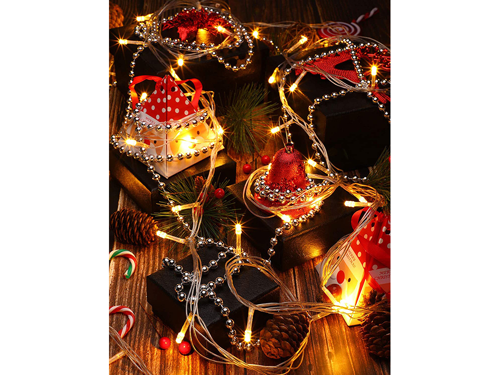 Christmas Tree Beads Garland, Silver Decoration Chain, 5 m (10)