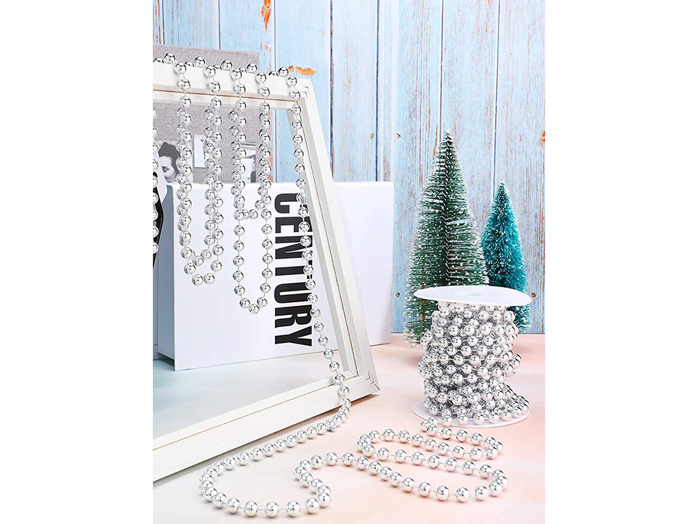 Christmas Tree Beads Garland, Silver Decoration Chain, 5 m (11)