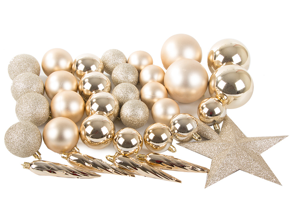 Christmas Tree Decoration, Gold Baubles, 33 pcs. (1)